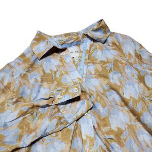 NIC+ZOE Floral Button-Up Top Tie-Front Blouse Long Sleeve Casual XS